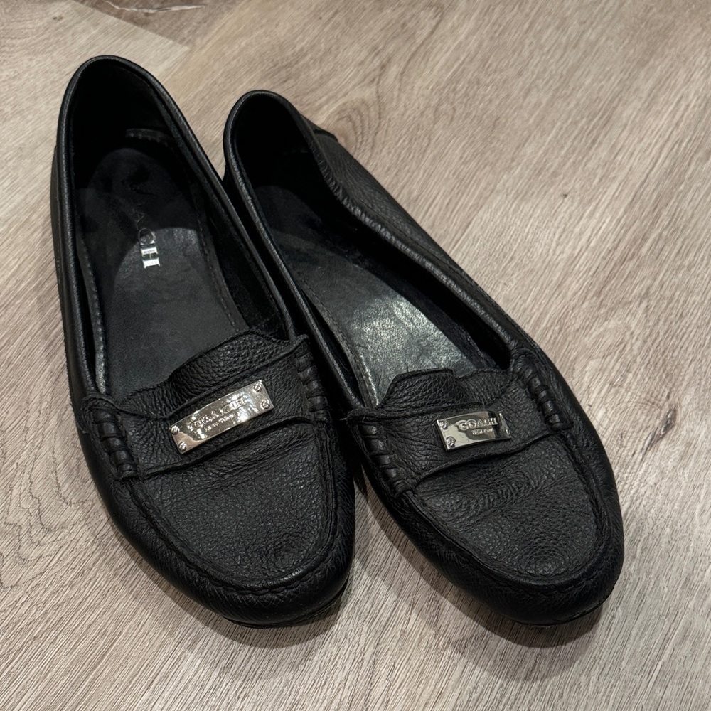 Coach Fredrica Black Pebble Grain Loafers
